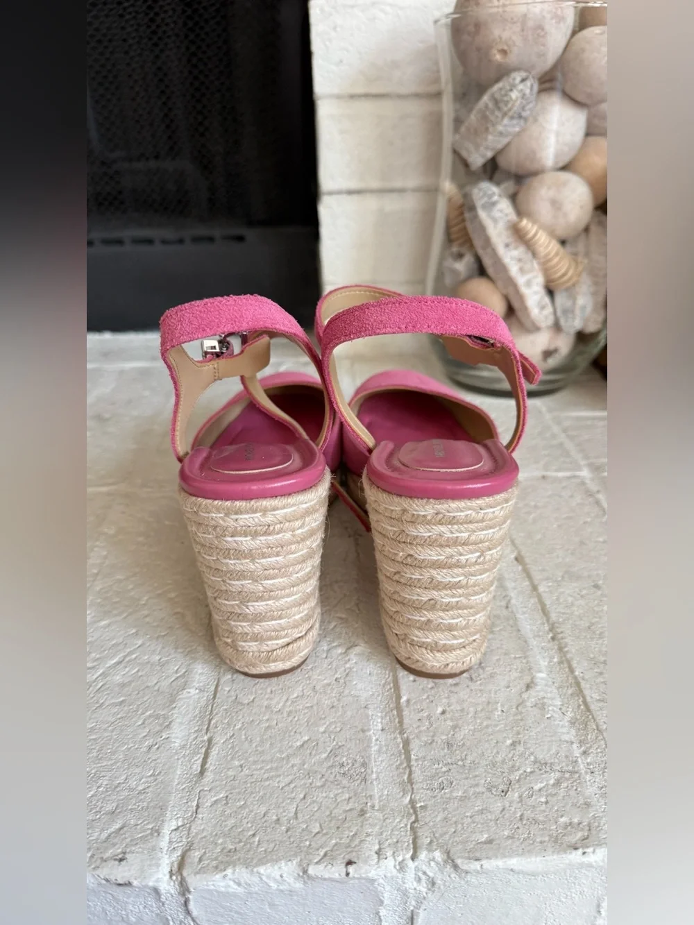 MICHAEL Michael Kors Pink Suede Espadrille Wedge Slingback Shoes Size 9.5M NWOT
